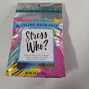 Onyx Bathhouse Stress Who Bubbling Bath Salts 4 Pack, New